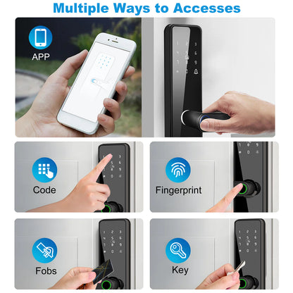 Door Smart Lock Fingerprints Password IC Card Key Anti Theft APP Control Entry Lock for Home Security