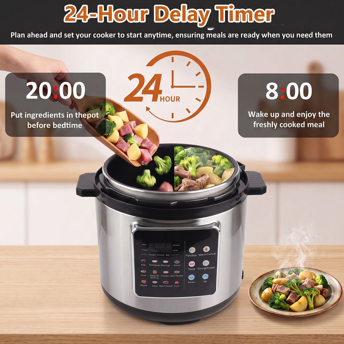5.5QT Electric Pressure Cooker, 16-in-1 Multi Cooker Rice Cooker Slow Cooker Sauté Steamer, Stainless Steel