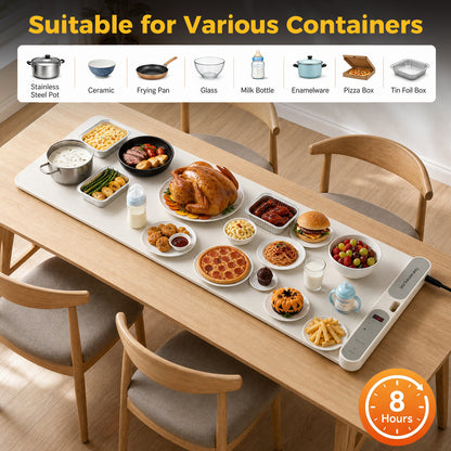Warming Mat For Food 3XL 47x15" 700W Electric Warming Tray Chafing Dishes for Buffet, Fast Heating w/7 Level Adjustable Temperature and 1-8H Timer,24H Auto Shut Off,Roll Up Food Warmers for Parties