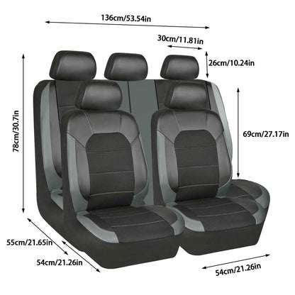 5 Seats Car Seat Cover, Sponge + PVC Leather Universal Seat Cover,Split Bench Compatible,Universal Fit for Auto Trucks Van SUV,Gray