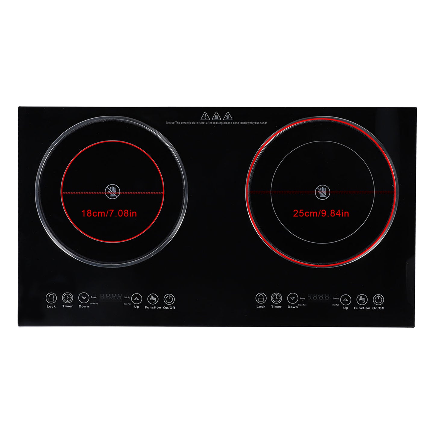 Electric Ceramic Cooktop,26.8 in 2 Burners Built-in Countertop Burners Cooker,2200W Electric Stove,11 Power Levels, Kids Lock & Timer,LED Touch Control