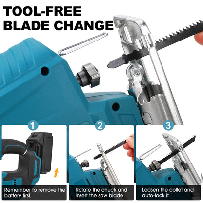 20-Volt 900W Cordless Orbital Jigsaw Kit With 2.5Ah Lithium-Ion Battery,Blue