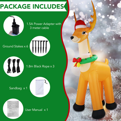 12FT Giant Christmas Inflatable Reindeer Decoration with Chasing LED Lights,Blow Up Yard Decoration for Party Garden Yard Lawn Decor