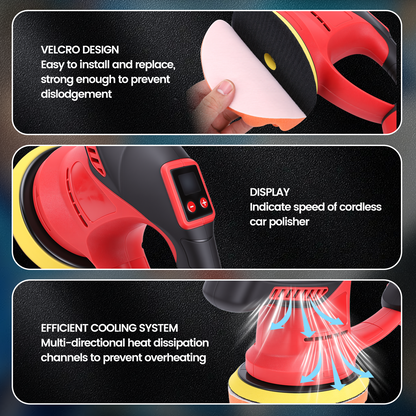 Cordless Car Buffer Brushless Polisher w/ 2x2000mAh 12V Batteries,6 Inch Car buffer Waxer Kit w/6 Variable Speed & Extra Attachments,Polisher for Car Detailing,Boat Sanding,Scratch Removing