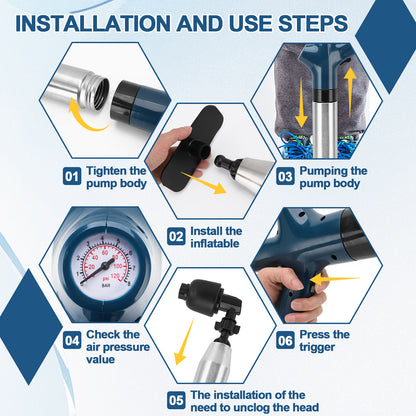 Toilet Plunge Blaster, High-Pressure Air Drain Blaster Plunge Blaster Multi-drain Unclogger For Toilets, Bathroom Floor, Drain Sinks And Plumbing Clogs,Blue