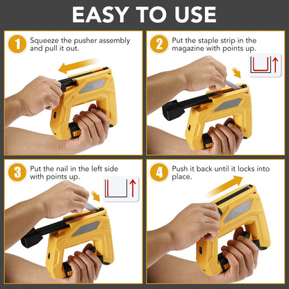 Electric Staple Gun, 2 in 1 4.2V Cordless Staple Gun/Brad Nailer with 3000 Staples & Nails, Cable Staple Gun with USB Charger for Wood, Upholstery, Carpentry, Crafts, DIY