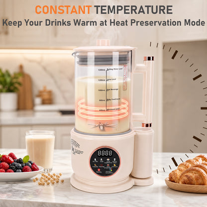 10 in 1 Automatic Nut Milk Maker,51oz Soy Milk Machine with Delay Start,Boil Water,Keep Warm& Auto Cleaning,Almond Milk Machine,Plant Based Milks Homemade Oat,Chowder,Juice