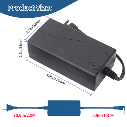 Universal Power Cord for Recliner Chair - 2-Pin Power Adapter for Lift Chair, Recliner Sofa, Recliner Couch, 29V/24V 2A AC/DC Switching Recliner Power Supply