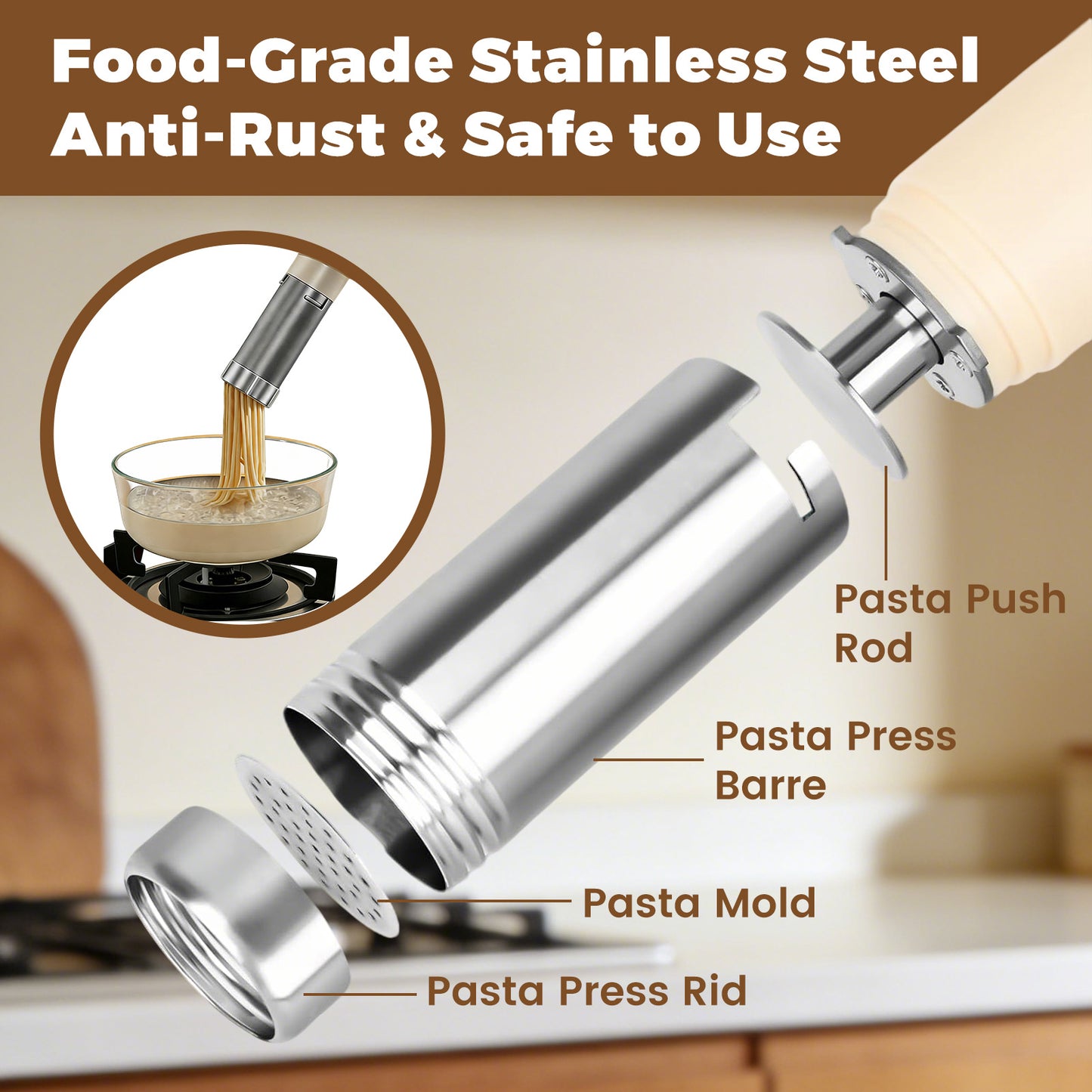 Electric Cordless Pasta Machine, Multifunction Handheld Attachment Homemade Noodle Maker,with 5 Molds and 3 Sausage Accessories,White