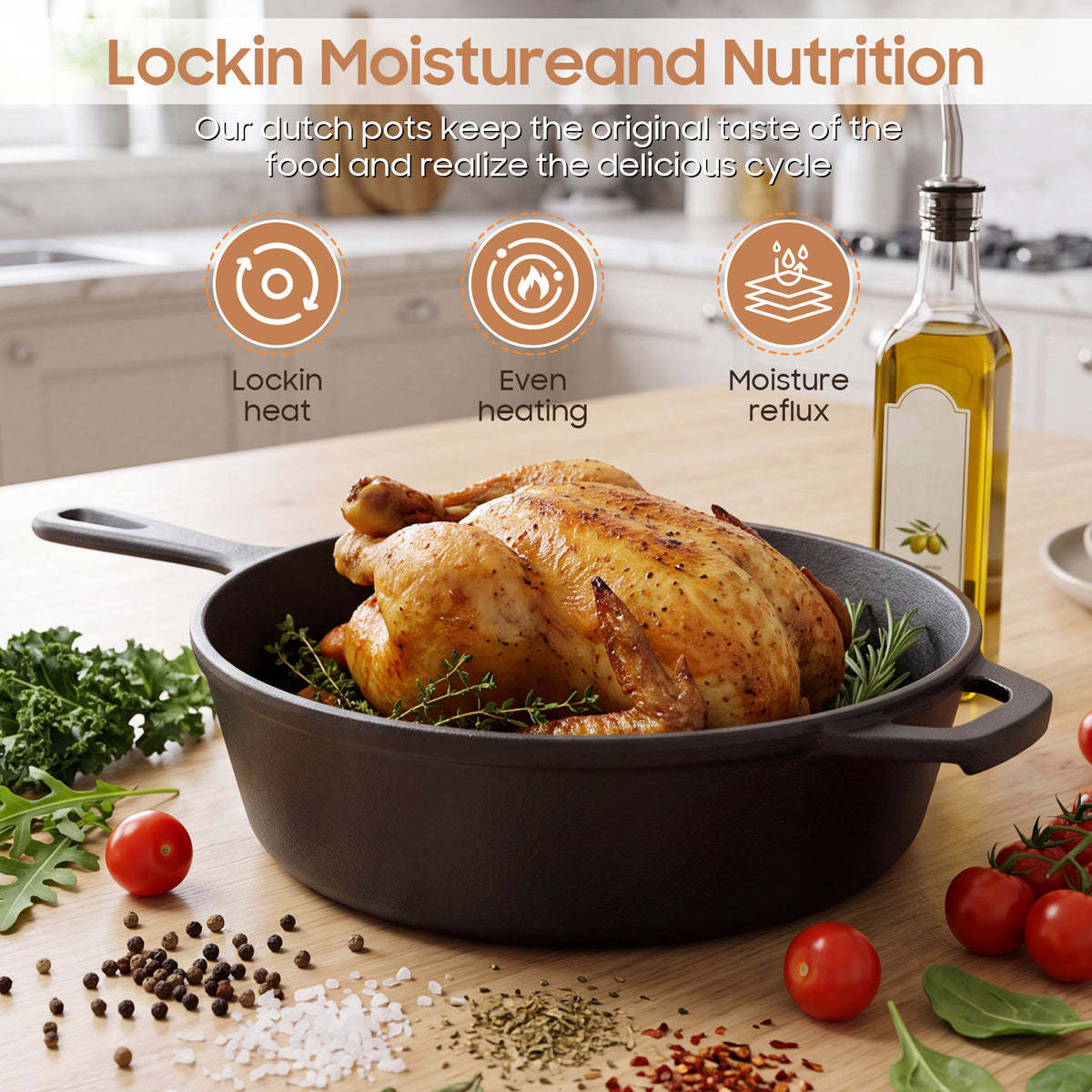 2-in-1 Cast Iron Dutch Oven Pot, with Skillet & Lid, 3QT Deep Pot + 1.5QT Frying Pan, Versatile for Oven, Stove, Grill, Campfire