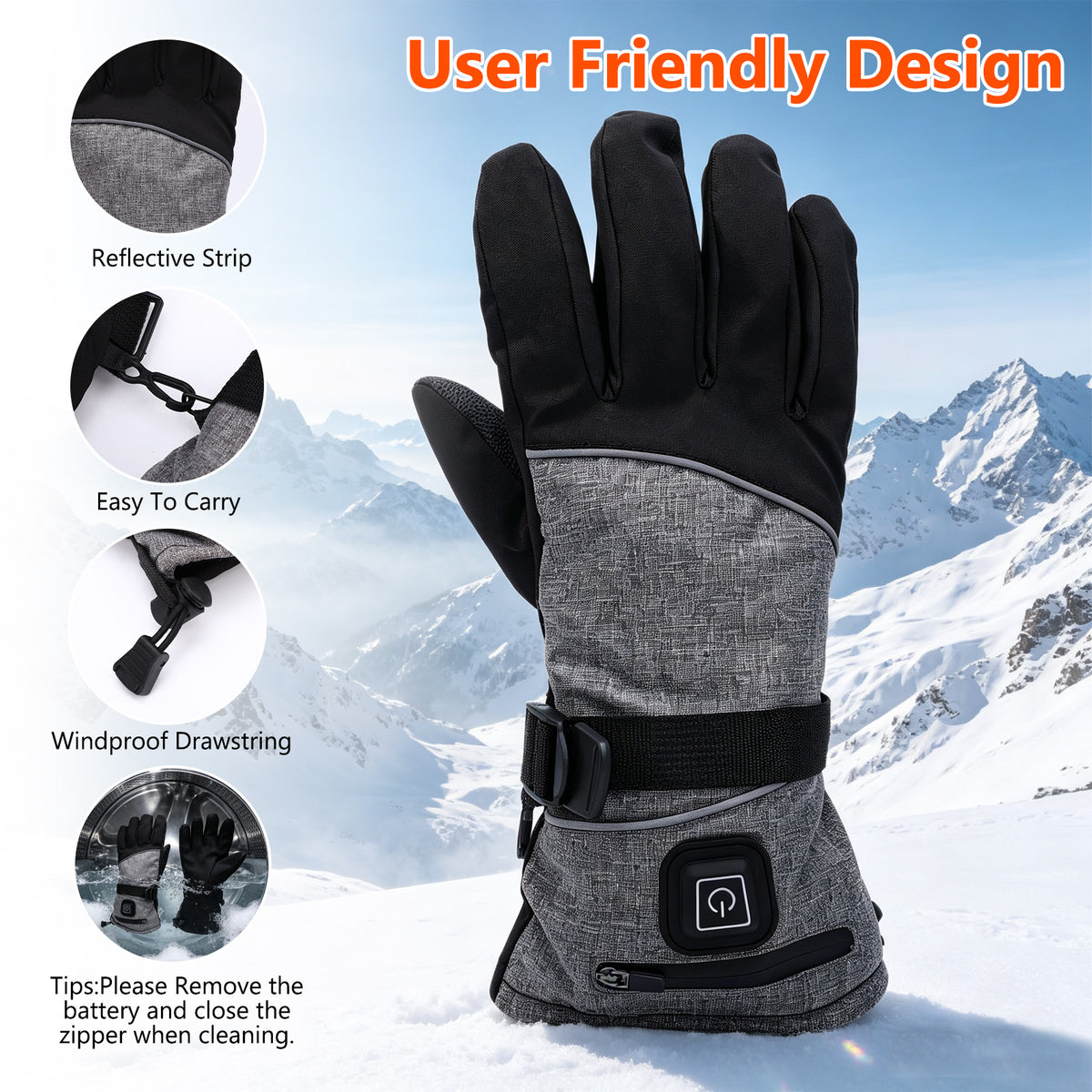 Rechargeable Heated Gloves for Men Women Touchscreen for Hand Warmers Heater Cold Winter Gloves,Snowmobile Camping Cycling Skiing Hiking Working(Without Bayyery)
