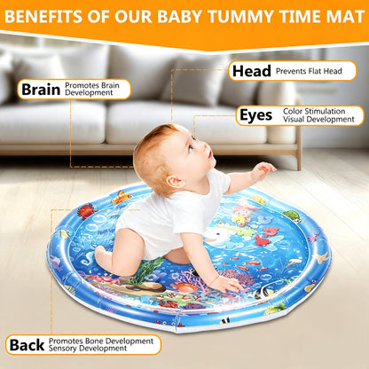 Tummy Time Water Play Mat for Babies Inflatable Activity Center, Infant Baby Water Mat with Air Pump for Newborn Infant Toddler Boy Girl