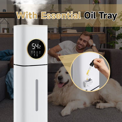 Humidifier For Large Rooms, 8L/2.11Gal Cool Mist Tower Top Fill Humidifiers, Floor Humidifiers For Baby,Pets,Plants,with Remote,Timer,Auto Shut Off,White
