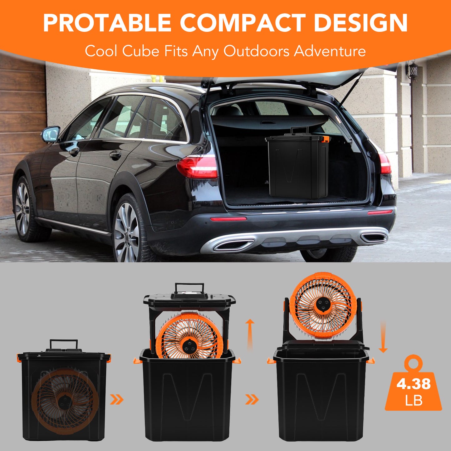Portable Misting Fan - 10L Water Tank 10-inch Outdoor 20000mAh USB Rechargeable Fan with Remote Control,4 Speeds,4 Spray Mister,RGB Light,Timer, Floor Cooling Fan for Patios/Camping,Orange