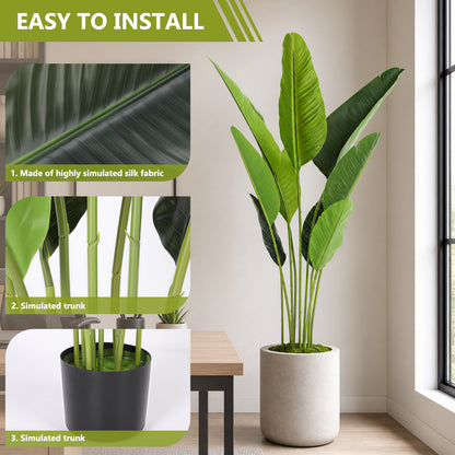 4ft Artificial Bird Of Paradise Plants with 9 Stems, Tall Faux Paradise Tree, Artificial Plants for Home Office Decor
