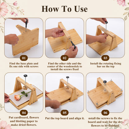 Wooden Flower Press Kit 10.8" x 6.9" Modular Layer Plant Press for Dried Flowers Plant Preservation for DIY Arts Dried Flowers Craft Tool