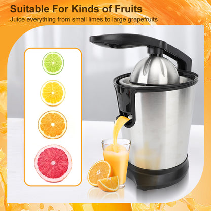 Electric Citrus Juicer, Orange Juice Squeezer with Two Size Juicing Cones, Stainless Steel Orange Juice Maker with Soft Grip Handle, For Oranges, Grapefruits, Lemons and Other Citrus Fruit