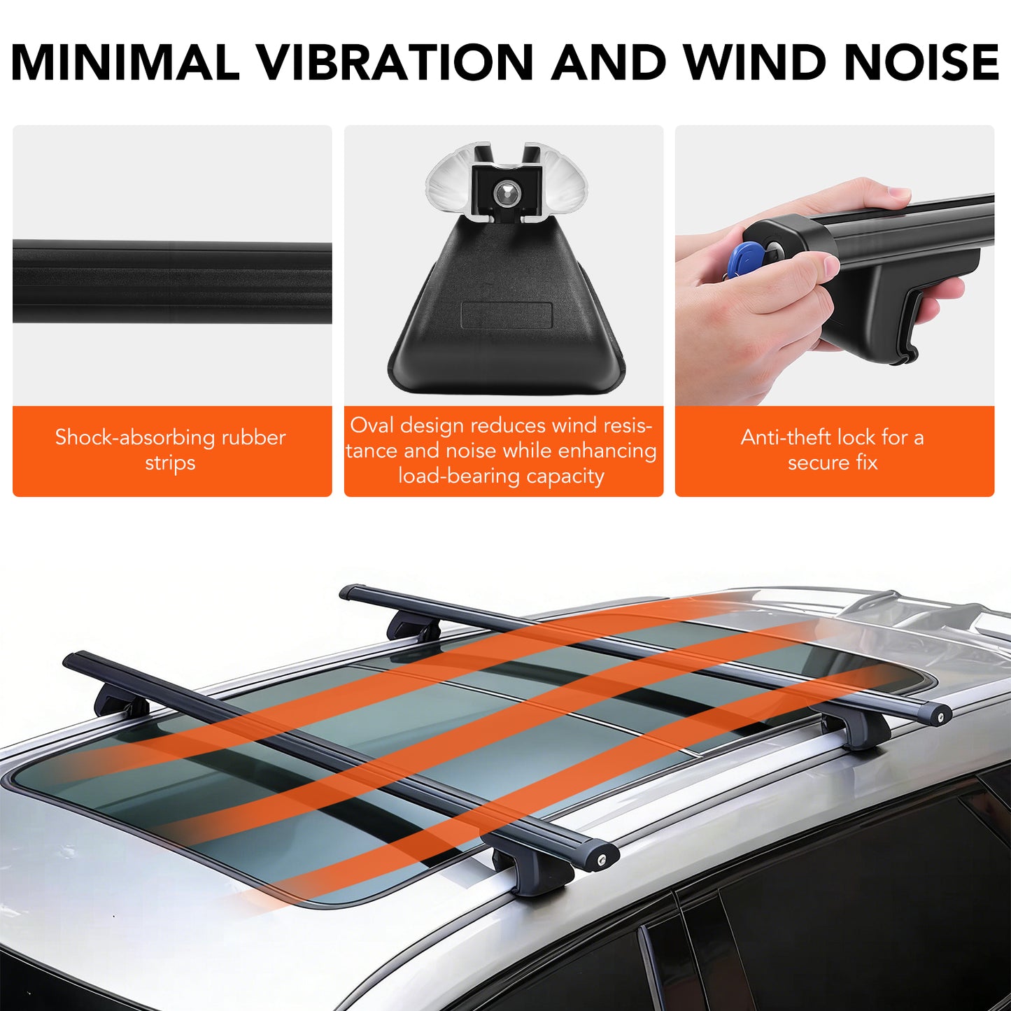 Universal Roof Rack Cross Bars, 2Pcs 51" Aluminum, 330 lbs, Adjustable with Locks for Suv/Car Cargo Carrier Rails, Black