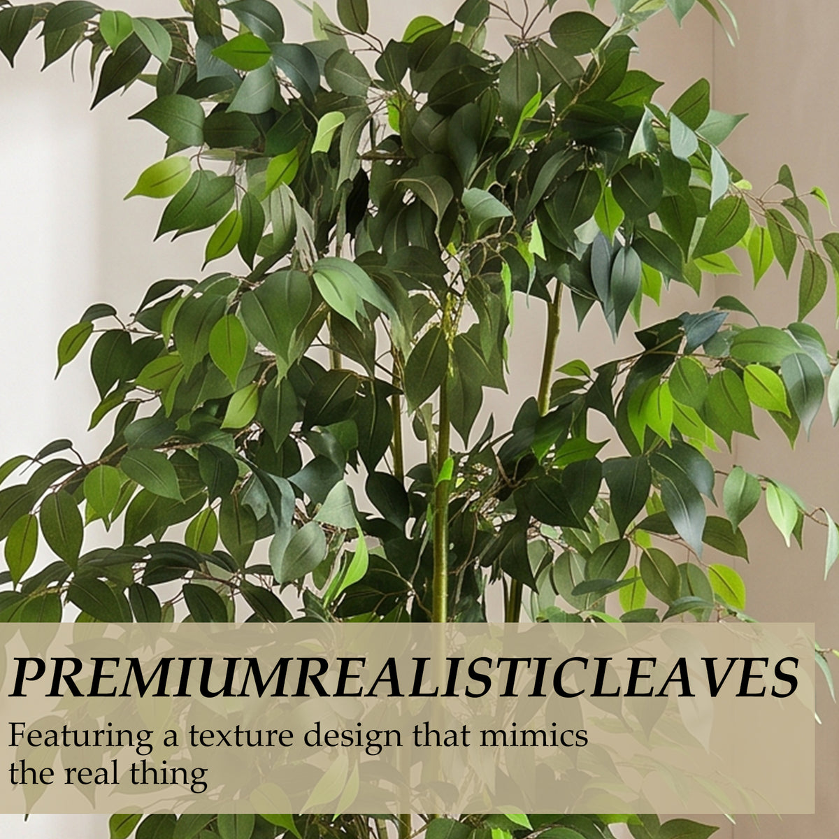 6ft Artificial Ficus Tree with Natural Trunk & Dense Foliage, Realistic Faux Ficus Tree with Lifelike Leaves, Sturdy Pot, Tall Fake Plants for Home Office Living Room, Porch, Garden Decor
