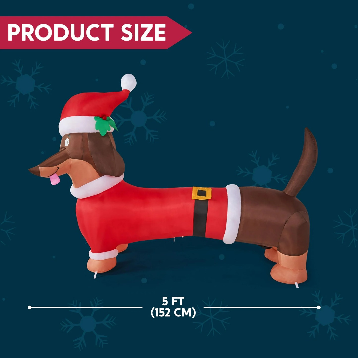 5FT Christmas Inflatables Dachshund Dog, Blow Up Yard Decoration Clearance with LED Lights Built-in for Holiday/Party/Yard/Garden Decoration