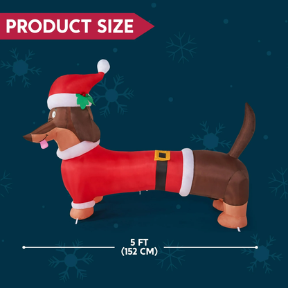 5FT Christmas Inflatables Dachshund Dog, Blow Up Yard Decoration Clearance with LED Lights Built-in for Holiday/Party/Yard/Garden Decoration