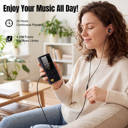32GB MP3 Player with Bluetooth 5.0, Music Player with HiFi Sound for Sports Runners, 2.4" Screen MP3 Player Built in HD Speaker Voice Recorder FM Radio E-Book, Expanded Up to 128GB, Earphone Included