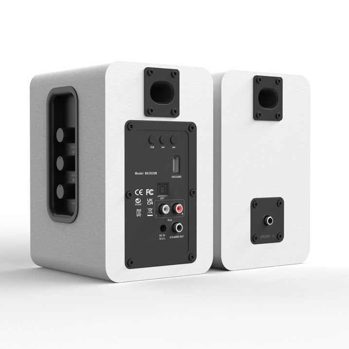 80W Active Bookshelf Speakers, Home Bluetooth 5.3 Wireless Speaker with 3 inch Woofer, Stereo Studio Monitor Speakers, Bass & Treble Adjust TV Speakers with USB/Optical/AUX Input for PC Gaming, White