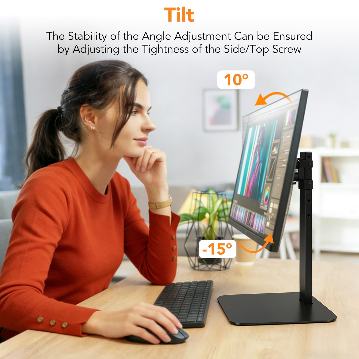 Single Monitor Stands, Freestanding VESA Mount for 14 to 32 inch Screens, Universal Desk Stand Holds up to 22lbs, Display Mount with Height Adjustable, VESA 75x75mm/100x100mm, Black