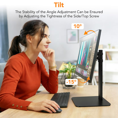 Single Monitor Stands, Freestanding VESA Mount for 14 to 32 inch Screens, Universal Desk Stand Holds up to 22lbs, Display Mount with Height Adjustable, VESA 75x75mm/100x100mm, Black