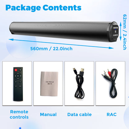Sound Bar for TV Bluetooth 5.0 Surround Sound Speaker with Built-in Subwoofers & Remote, Home Theater Audio Sound Bar Work with Traditional or Smart TV, Computer