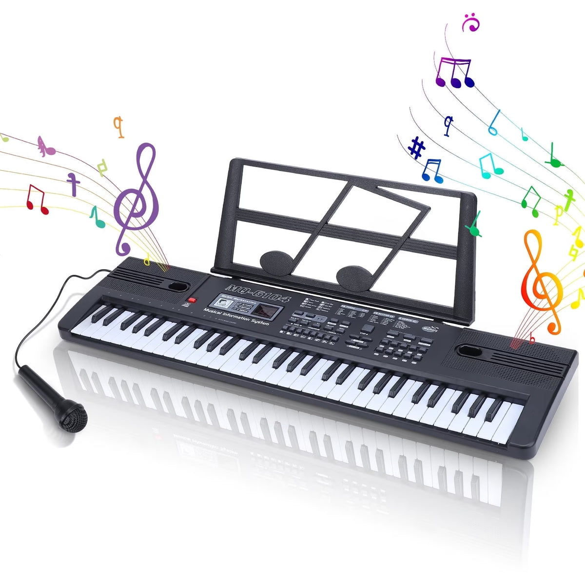 Portable USB Electronic Keyboard Piano with Microphone Music Stand 61 Keys Electronic Digital Piano for Gift