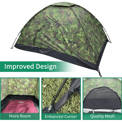 Camouflage Tent UV-anti Tent Waterproof One Person Tent for Camping Hiking, Lightweight Backpacking Dome Tents, Camouflage Tent
