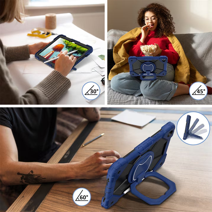 Case Fit for Samsung Galaxy Tab S10 Lite/ S10 FE/ S9 FE/ S9 5G (10.9''/11''), Heavy Duty Shockproof Protective Case with Rotating Stand, Hand Strap and Pen Holder, Black