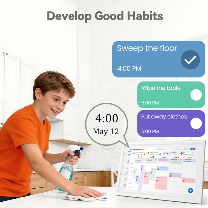 15.6 inch Wall Planner Digital Calendar & Chore Chart, WiFi Smart Touchscreen Interactive Display for Family Schedules/Meal Planner, Display Digital Calendar Great Gifts for Organizing Your 2026 Year