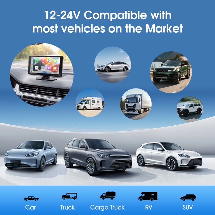 9" Wireless CarPlay Screen with Car Play & Android Auto for Car, 32GB SD Card, 4K Dash Cam, Voice Control, Backup Camera, Bluetooth, Mirror Link, Navigation, AUX, Plug and Play Car Stereo
