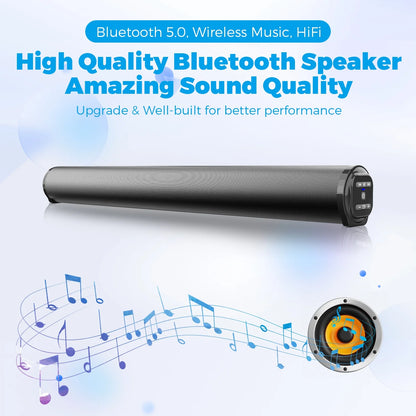 Sound Bar for TV Bluetooth 5.0 Surround Sound Speaker with Built-in Subwoofers & Remote, Home Theater Audio Sound Bar Work with Traditional or Smart TV, Computer
