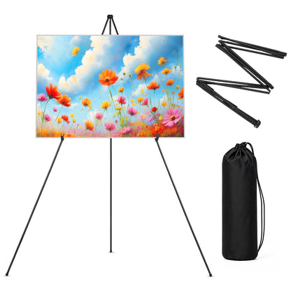 66 inches Easel Stand for Sign, Black, with Carry Bags, Lightweight Metal Display Easel & Poster Stand, Adjustable Portable Easels for Display, Arts, Posters, Wedding Sign (Supports 5 Pounds)