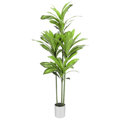 Artificial Plants, 4ft Dracaena Tree In Black Plastic Pot, Faux Plants Indoor Outdoor Decor, Silk Plants For Home Decor Office Porch Patio Perfect Housewarming Gift