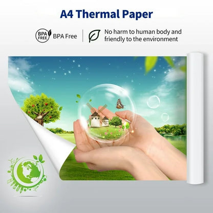 200 Sheets A4 Thermal Paper, 8.27" x 11.69"(210mm*297mm) Folding Thermal Printer Paper Compatible with Portable Thermal Printer, Quick-Dry, for Travel or Homework, Printing Contract Documents Picture