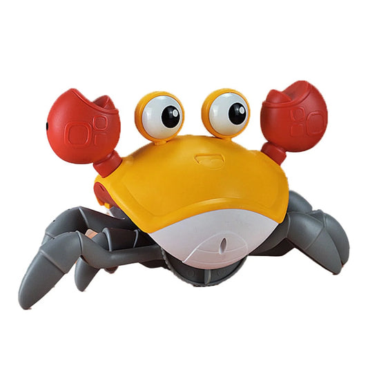 Crawling Crab Baby Toy with Music and LED Light, Sensory Tummy Time Toys 0-6 6-12 12-18 36 Months Babies Boy Girl Learning Crawl, Interactive Walking Dancing Moving Crab Toddler Birthday Gift, Orange