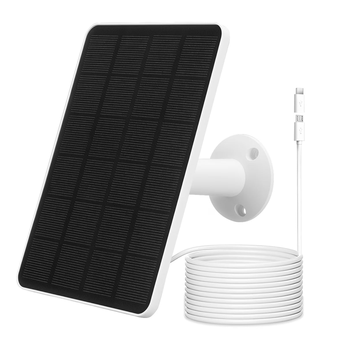 6W Solar Panel for Security Camera Outdoor, 5V USB Solar Panel Charger Compatible with Rechargeable Battery Powered Cam, IP65 Waterproof, 9.8ft Cable, 360° Adjustable Bracket, White