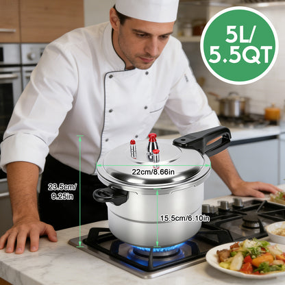 Aluminum Pressure Cooker, 5.5QT Aluminum Pressure Cooker Cooking Various Foods For Gas Stove Induction Cooker