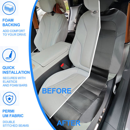 5 Seats Car Seat Cover, Sponge + PVC Leather Universal Seat Cover,Split Bench Compatible,Universal Fit for Auto Trucks Van SUV,Gray