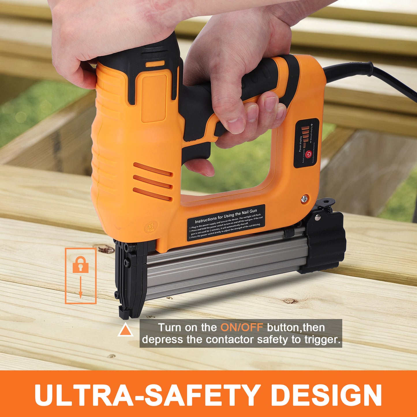 2-in-1 Electric Brad Nailer, Electric Nail Gun/Staple Gun for Upholstery, Carpentry and Woodworking Projects,Yellow