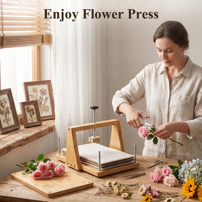 Wooden Flower Press Kit 10.8" x 6.9" Modular Layer Plant Press for Dried Flowers Plant Preservation for DIY Arts Dried Flowers Craft Tool