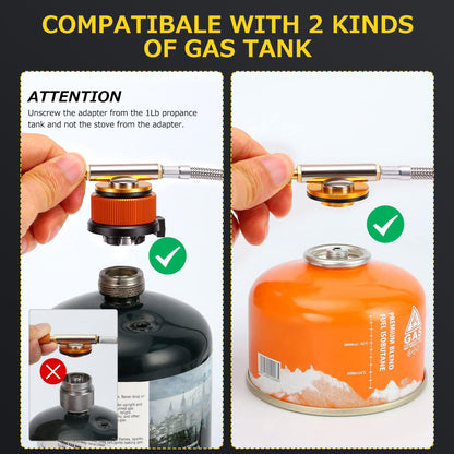 5800W Portable Foldable Camping Gas Stove with 3 Burner Cores, Stove Adapter & Carrying Box for Outdoor Backpacking Hiking Picnic