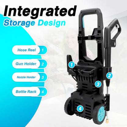 Electric Pressure Washer, 4000PSI Max 2.4 GPM with 4 Nozzles, Portable High Pressure Cleaning Machine Washer with 32FT Hose, for Cars, Driveways, Fences, Patios, Home Cleaning