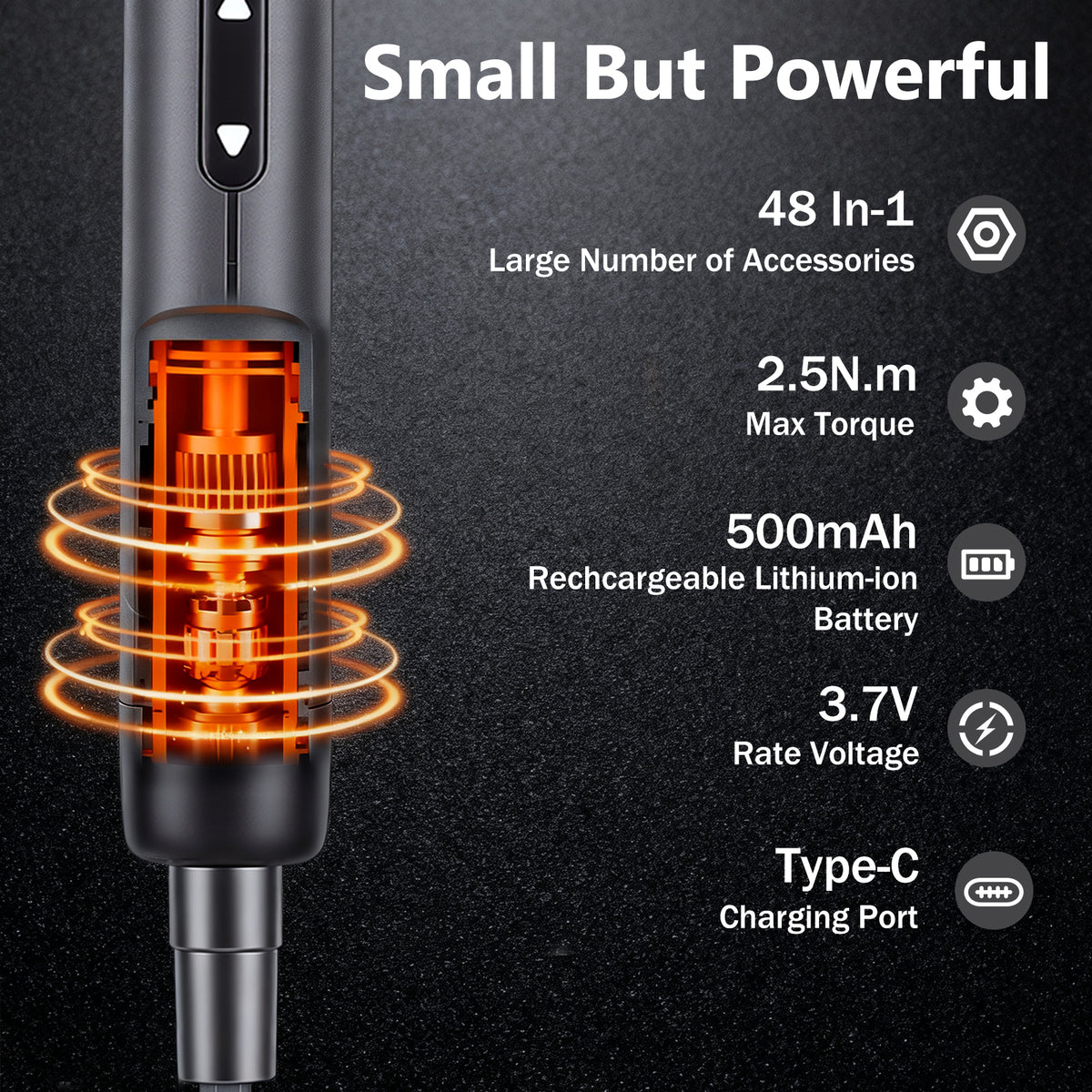 48 In 1 3.7V Cordless Electric Screwdriver Kit, 2.5 N.m Torque with 38 Piece CRV Bits,Charge Battery & Magnetic Holder - Ideal for Electronics Repair (Phones, Laptops, Watches)