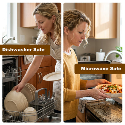 Dinnerware Sets Unbreakable Plates Bowls Cups Reusable for 4 People Travel Camping Picnic Home Party Cutlery Set Dishwasher Microwave Safe Dishes