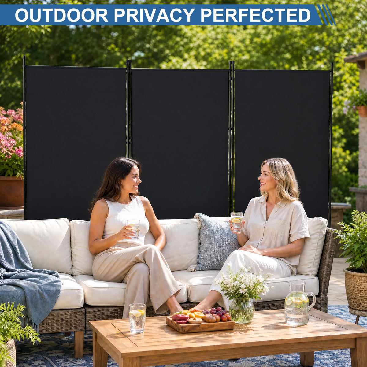 Rolling Room Dividers 5.9FT 3 Panel, Folding Privacy Screens with Lockable Wheels,102" W Portable Wall Divider Room Separation for Porch Living Room Dorm Studio Office, Black